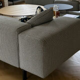 Kartell 3-seater sofa largo (black - houndstooth fabric and steel)