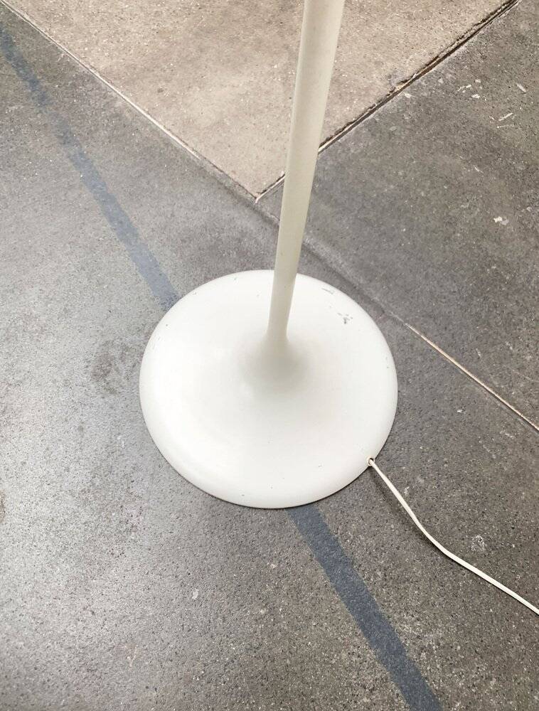 Minimalist glass and metal floor lamp from Switzerland, mid-century by E.R. Nele for Temde, 1960s.