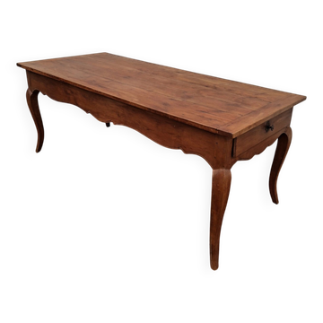 Rustic Louis XV farmhouse table in cherry wood, 1900s.