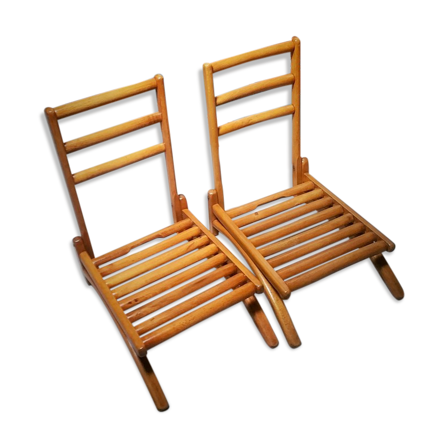 Paire de fauteuils de plage pliants art déco