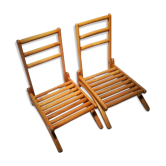 Paire de fauteuils de plage pliants art déco