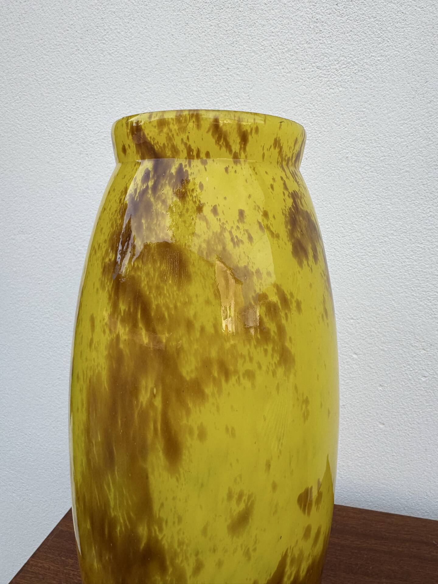 Large marbled yellow Art Deco vase
