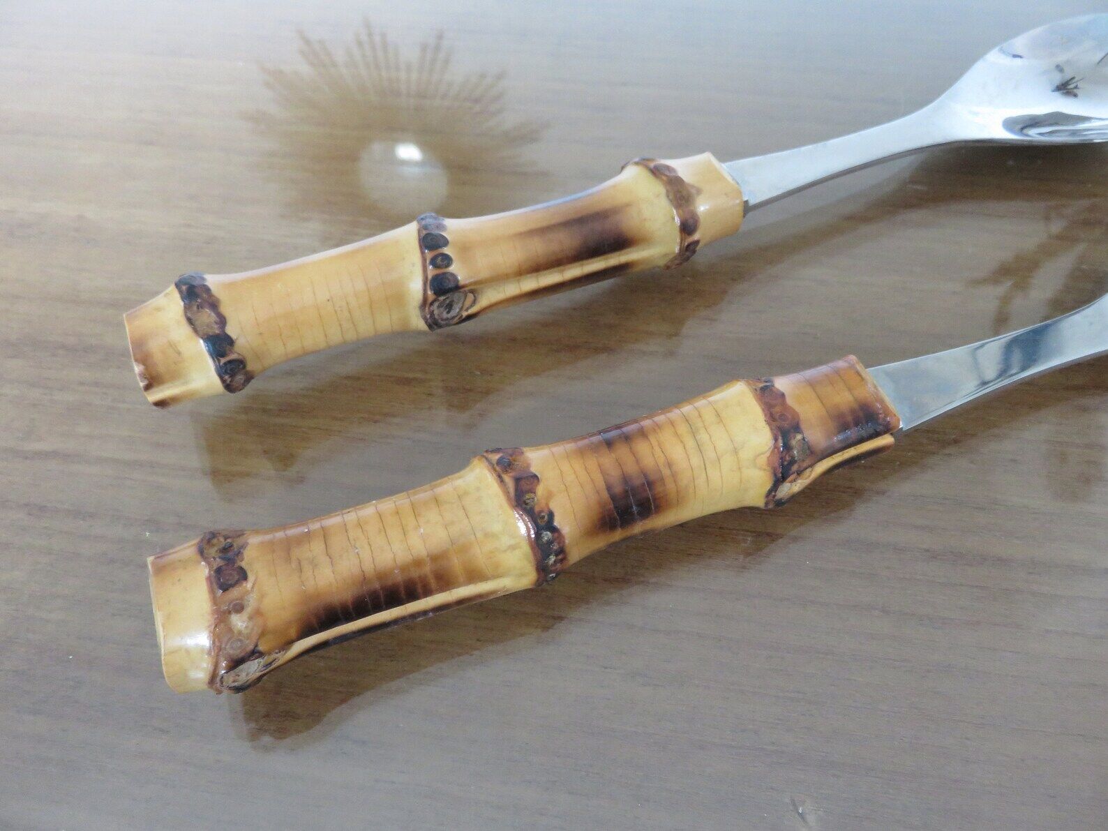 Bamboo sleeve salad cutlery 50s 60s