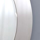 Postmodern round wall mirror with mirrored steel frame, italy