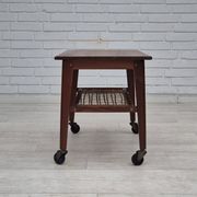 1970s, Danish side table, original very good condition, teak wood, rattan.