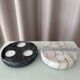 Pair of Vintage Marble Triple Tealight Candle Holders – Black & White