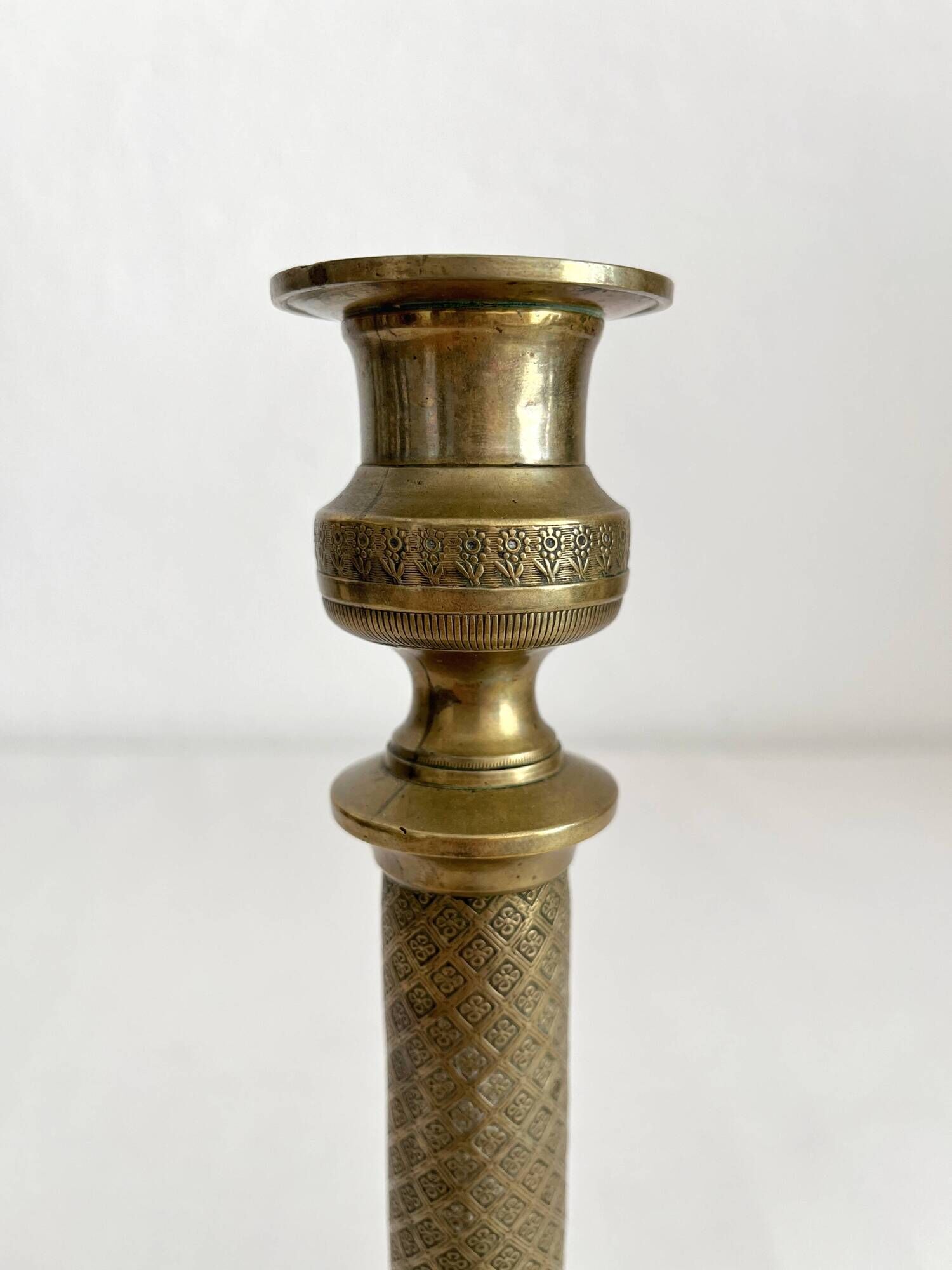 Antique brass candlestick candle holder decorated vintage