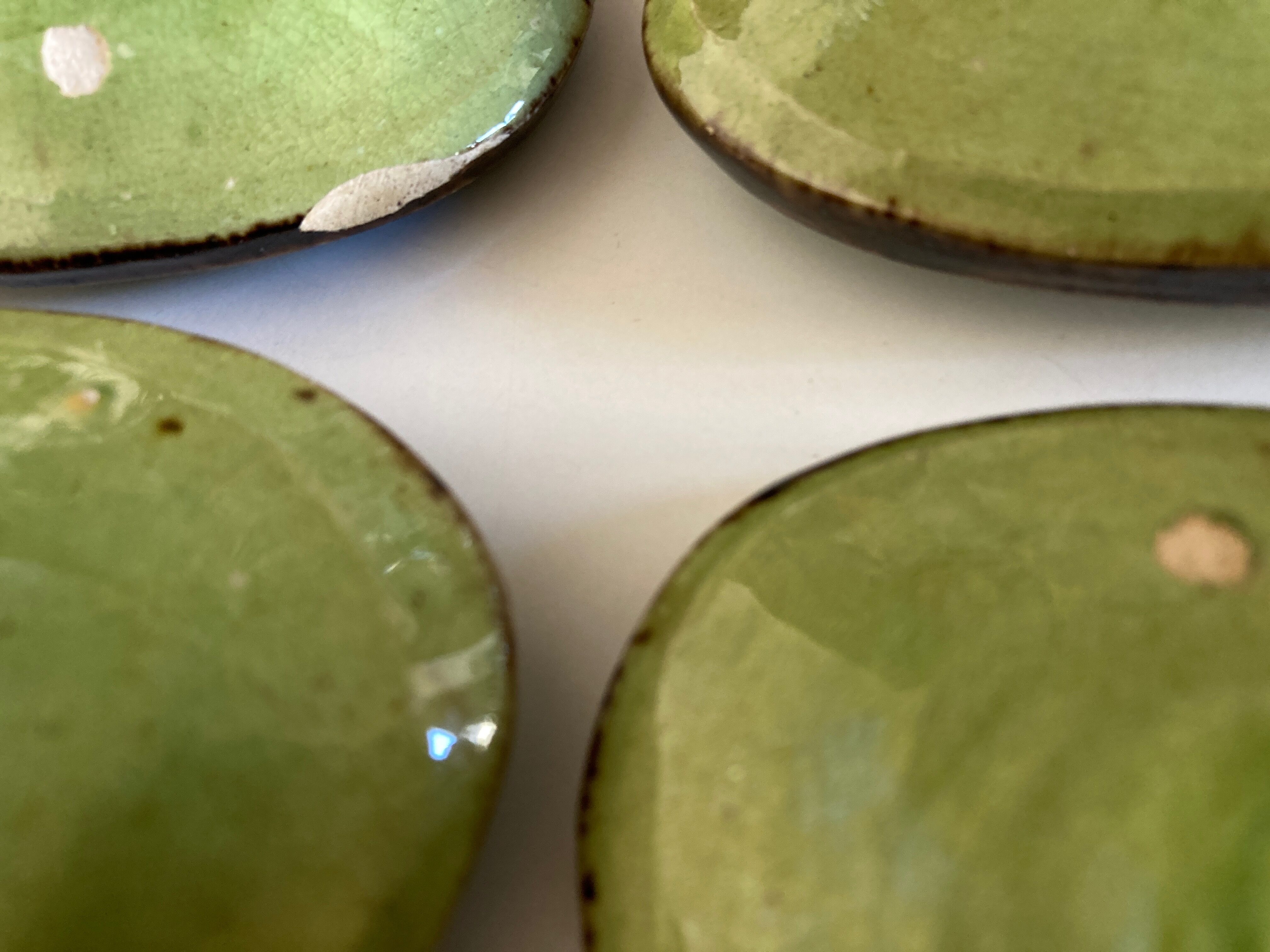 Set of 6 plates of green glazed earth Etienne Noël in Dieulefit 1950
