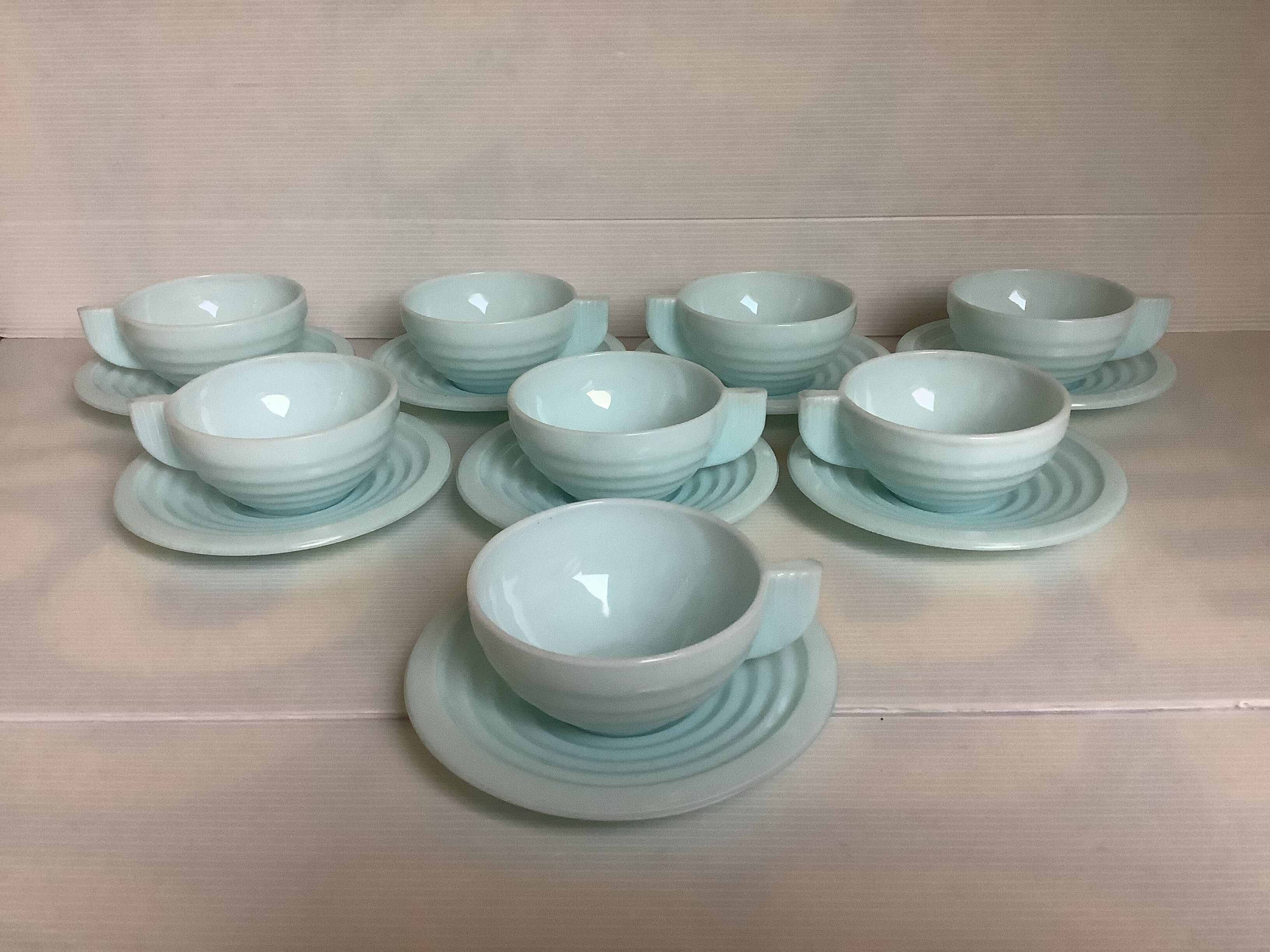 8 old Art Deco style mint cups