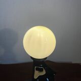 Cat lamp with opaline globe from the 80s