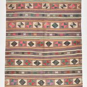 Tapis kilim vintage en laine, motifs géométriques et tons pastel,146x224 Cm