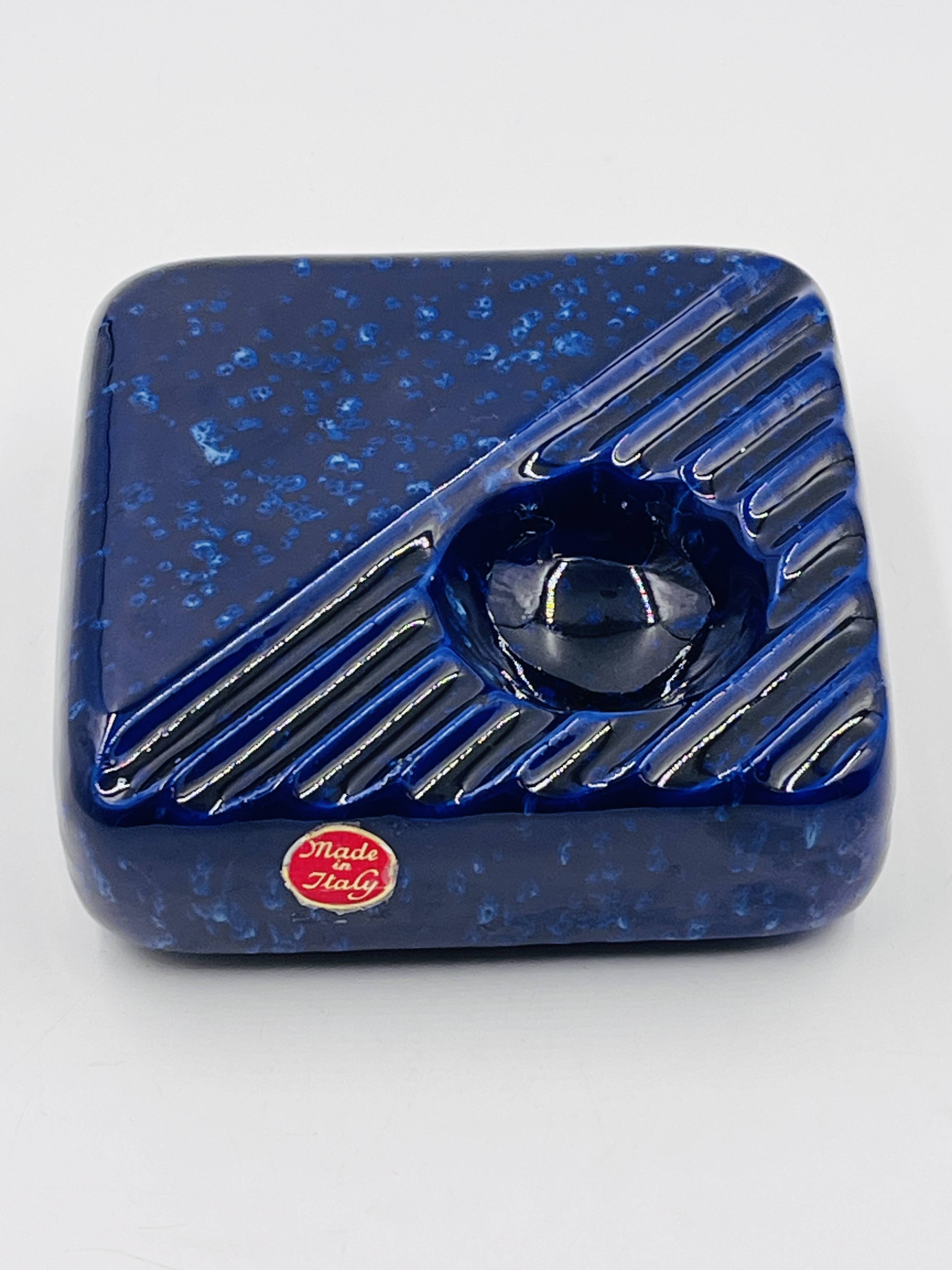 Cobalt blue ceramic ashtray, designed by Cari Zalloni