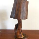 Vintage lamp in olive wood, 70s