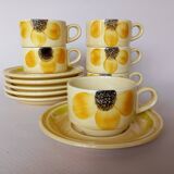 6 Gien "Sun" coffee cups