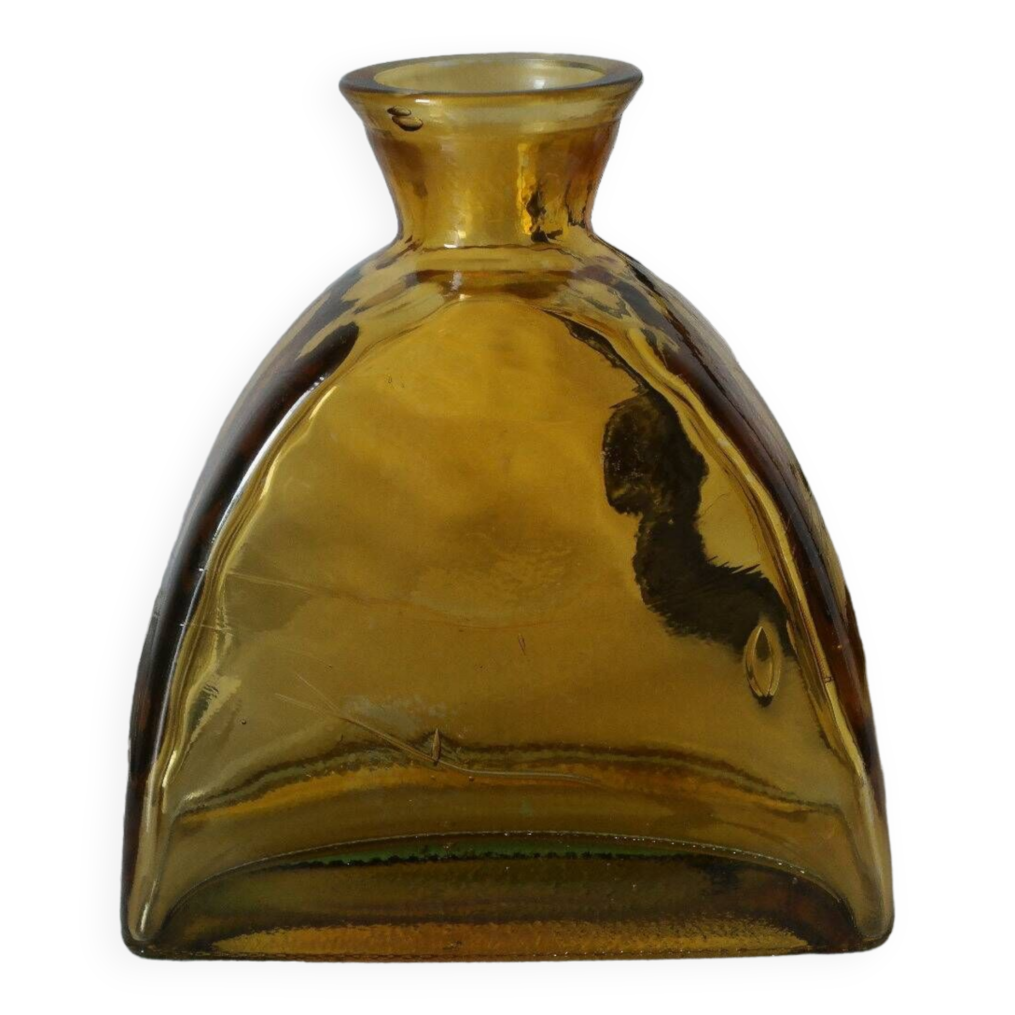 Vintage thick amber glazed glass carafe vase