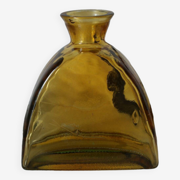 Vase carafe en verre épais glaçuré ambré vintage