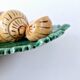 Servant Salt Pepper Mustard Ceramic DLG Vallauris Barbotine Escargot Leaf