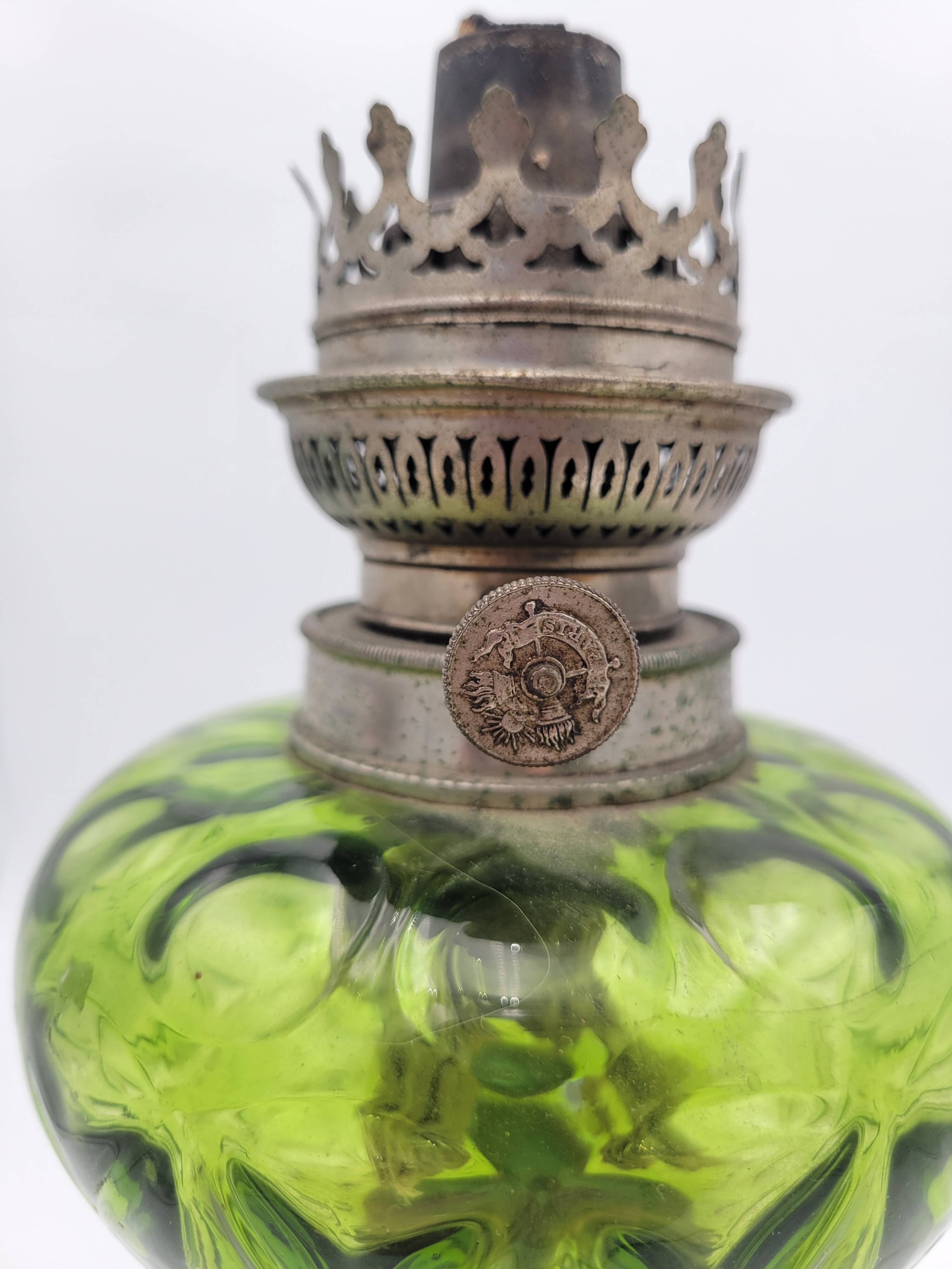 Green vintage oil lamp