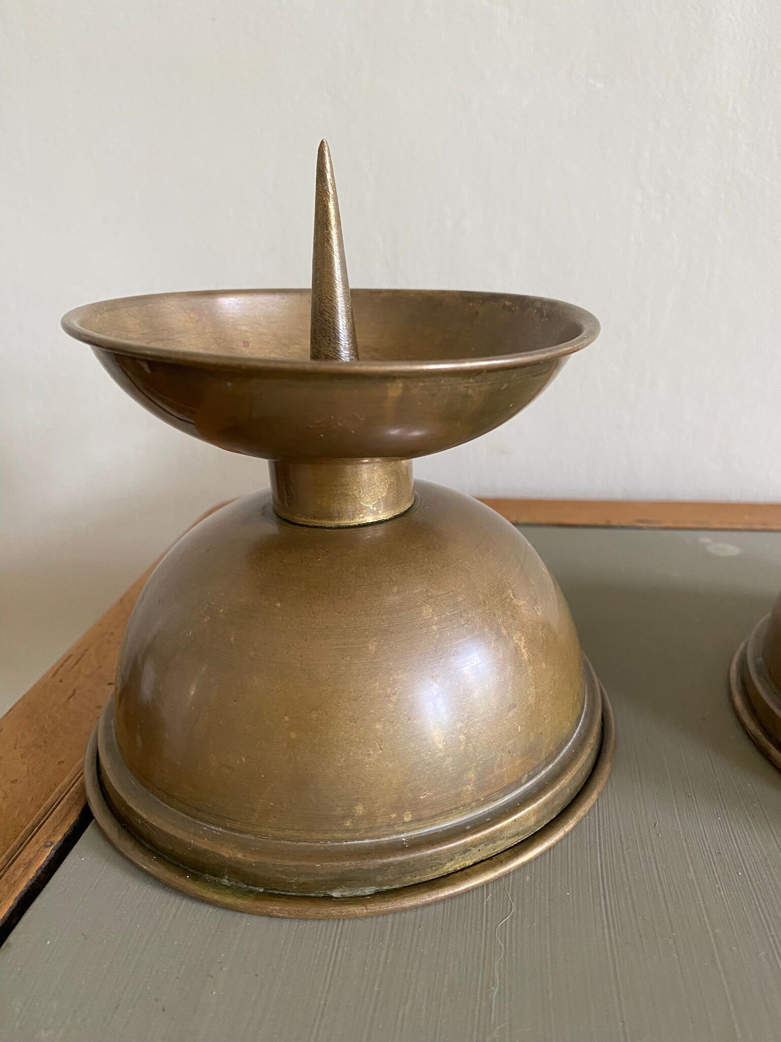 Pair of brass church candlesticks