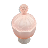 Bonbonnière ou sucrier en verre rose