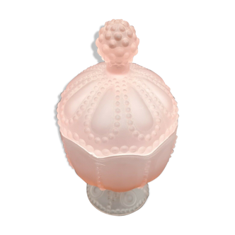 Pink glass candy or sugar bowl