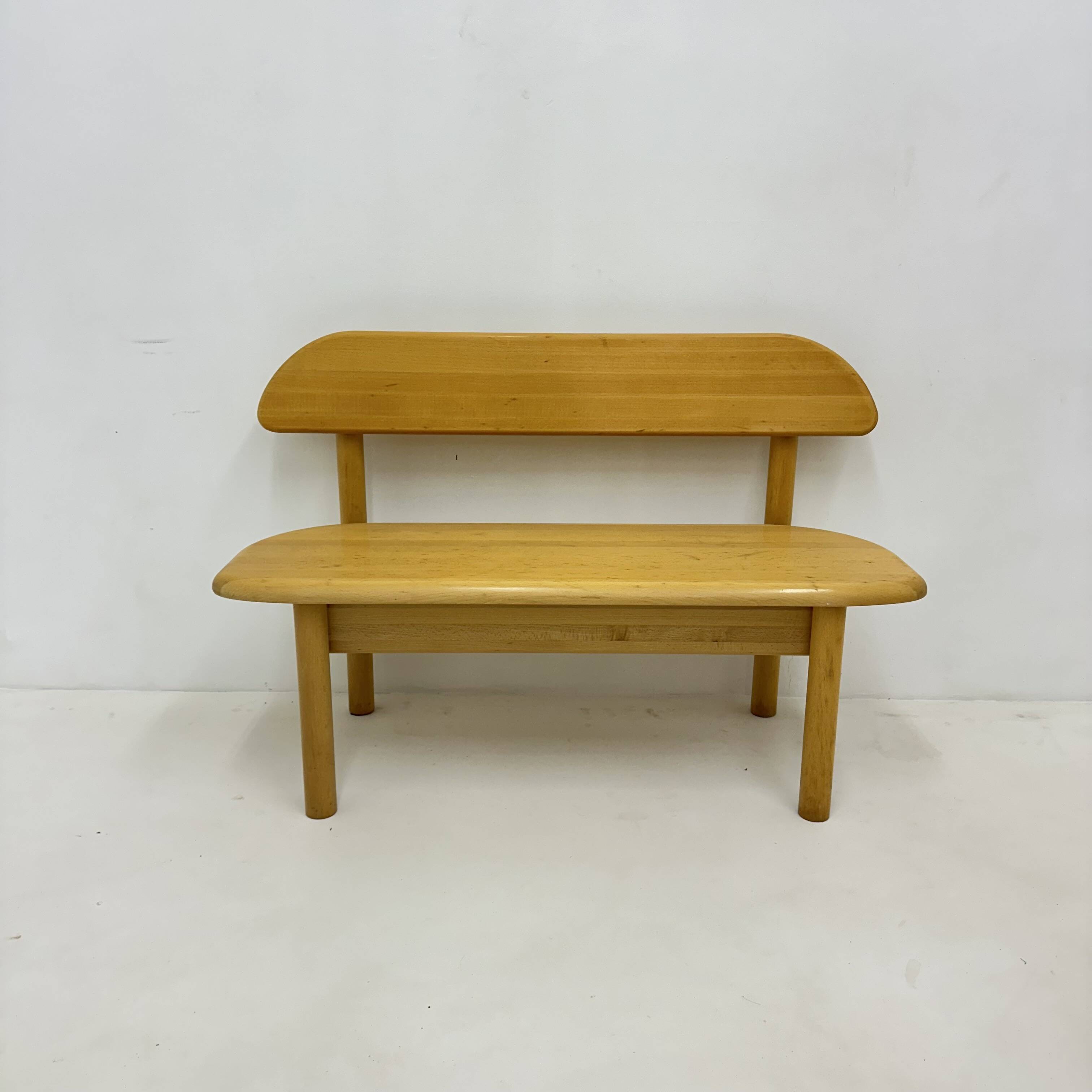 Vintage Danish Ansager mobler solid wooden bench , 1970s
