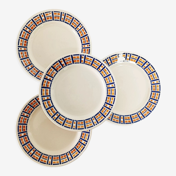 Lot de 4 assiettes plates Badonviller, Robinson