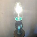 Vintage brass table lamp base in faux bamboo, 1970's