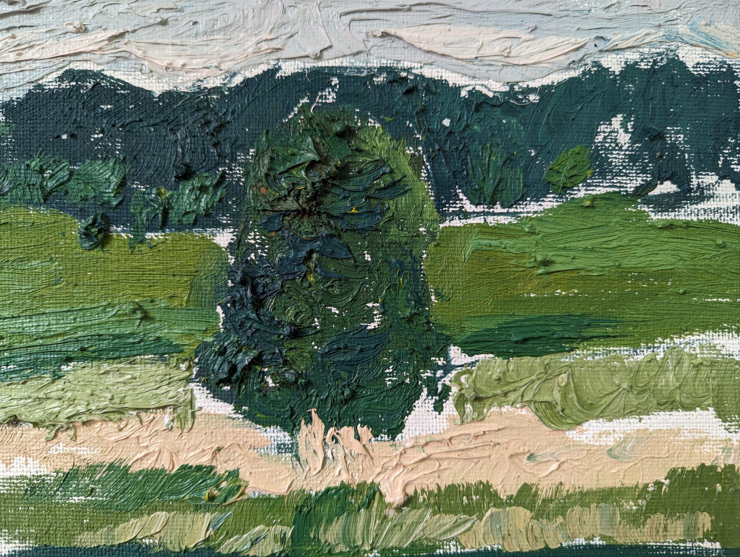 Mid-Century Modern "Green Grove", Vintage Swedish Landscape Oil Painting, Framed