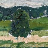 Mid-Century Modern "Green Grove", Vintage Swedish Landscape Oil Painting, Framed