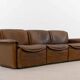 Canapé modulable De Sede DS-12 en cuir cognac, années 70