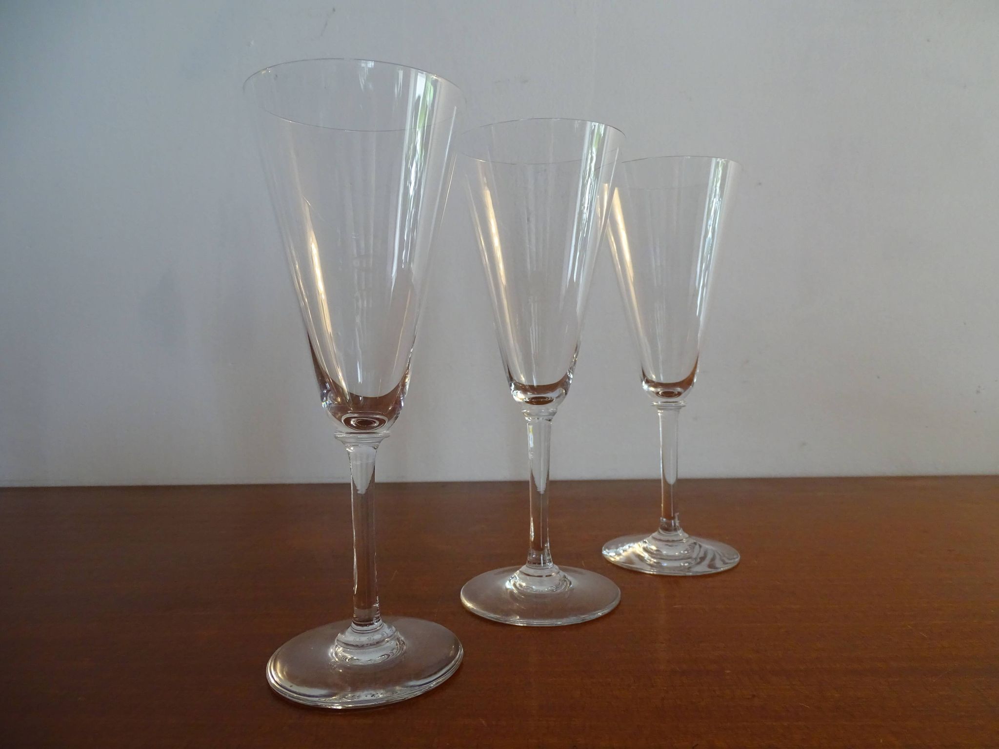 3 signed Baccarat crystal champagne flutes MUM model - 18.7 cm