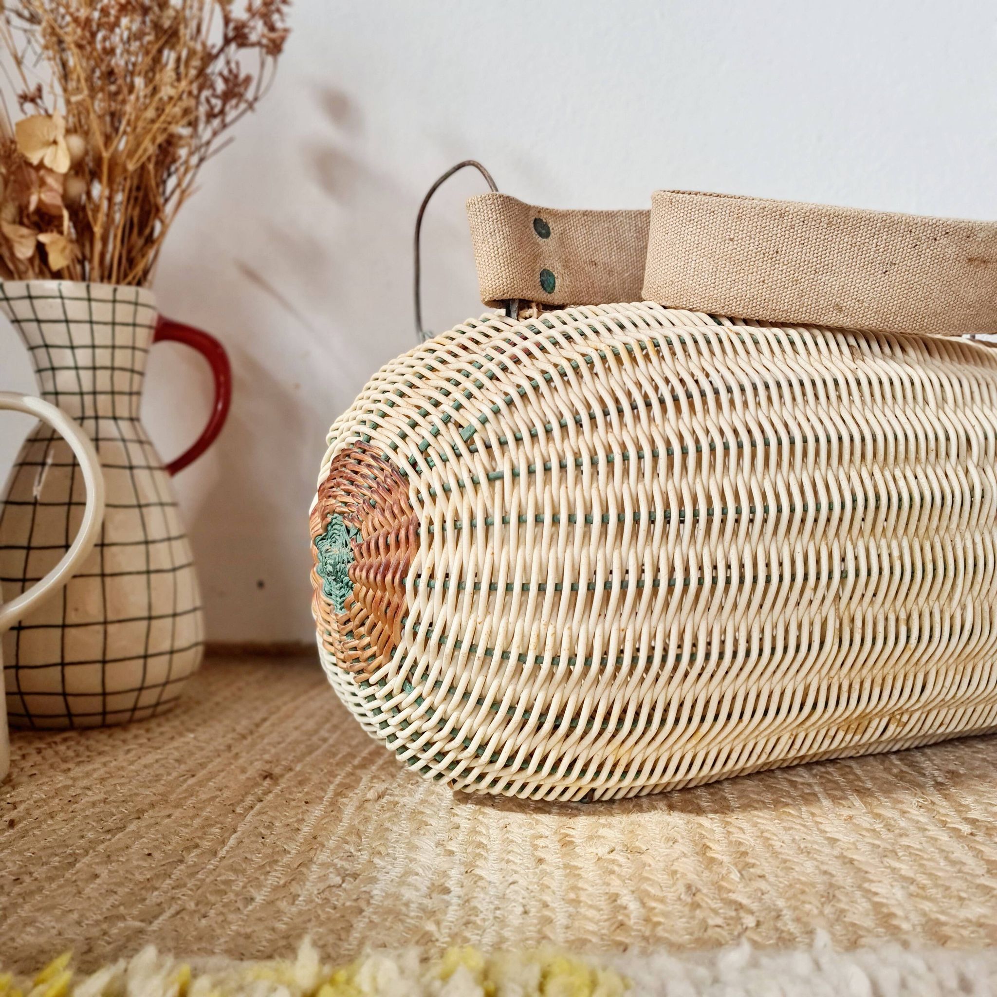 Old wicker basket bag - folk art