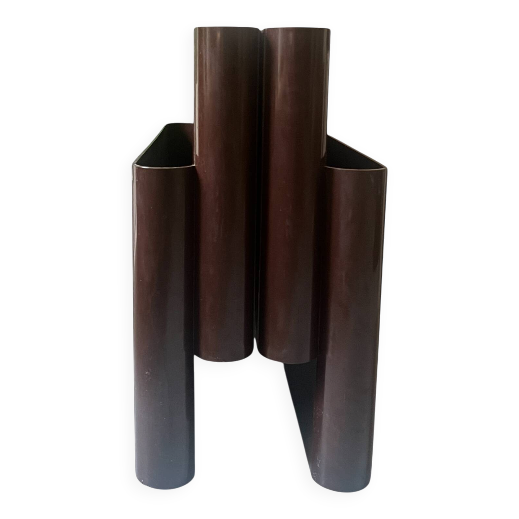 Brown magazine/vinyl holder by Giotto Stoppino for Kartell, design 1970.