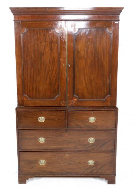 Antique mahogany 2 door cabinet with 4 drawers