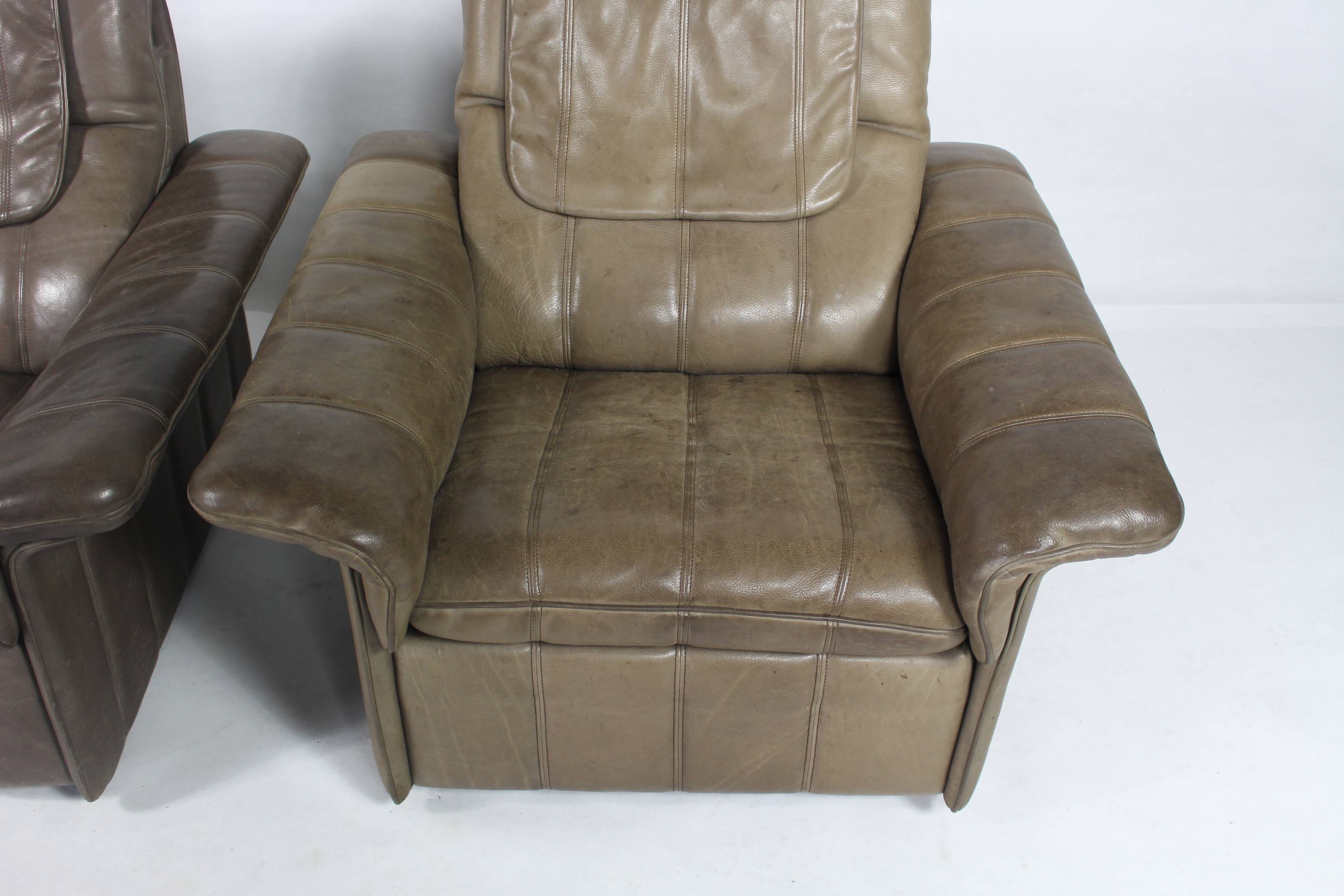 Pair of buffalo leather lounge chair 1970's