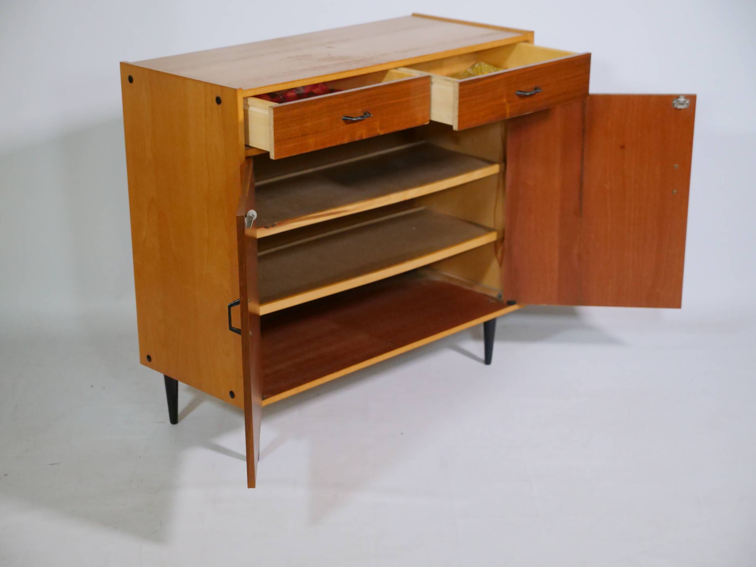 Commode en teck buffet vintage années 60 armoire meuble à chaussures