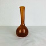 Vintage amber/orange bubbled glass soliflore vase