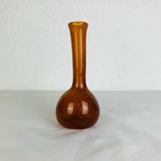 Vintage amber/orange bubbled glass soliflore vase