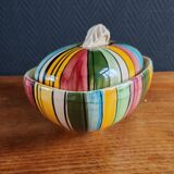 Vintage Ceramic Bonbonnière with Colourful Stripes - Jewellery Box