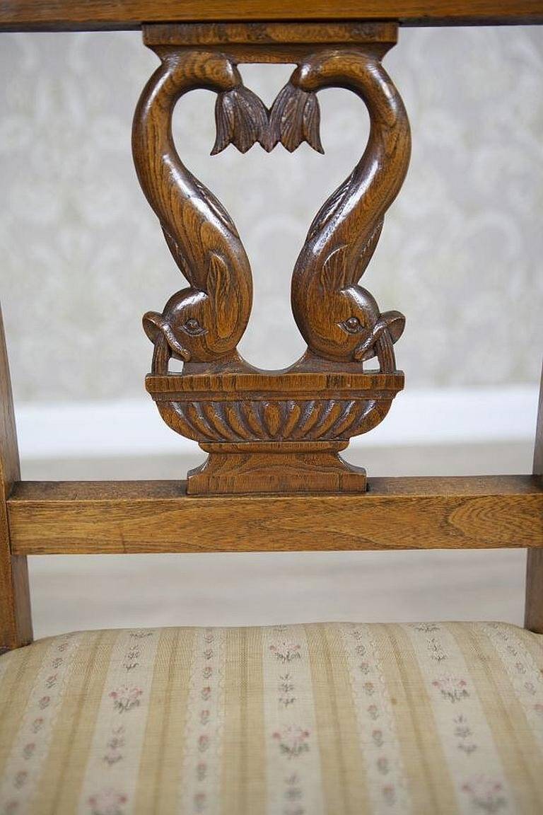 Set of 2 Ash Chairs in White Upholstery, 1950s