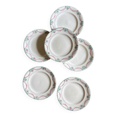 Set of 6 antique ironstone plates, Longwy, Moselle.