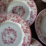 Gien ceramic flat plates. Collection "Bouquets de roses"