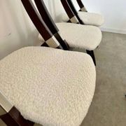 Set of 4 vintage 70s Italian design wooden and terry chairs