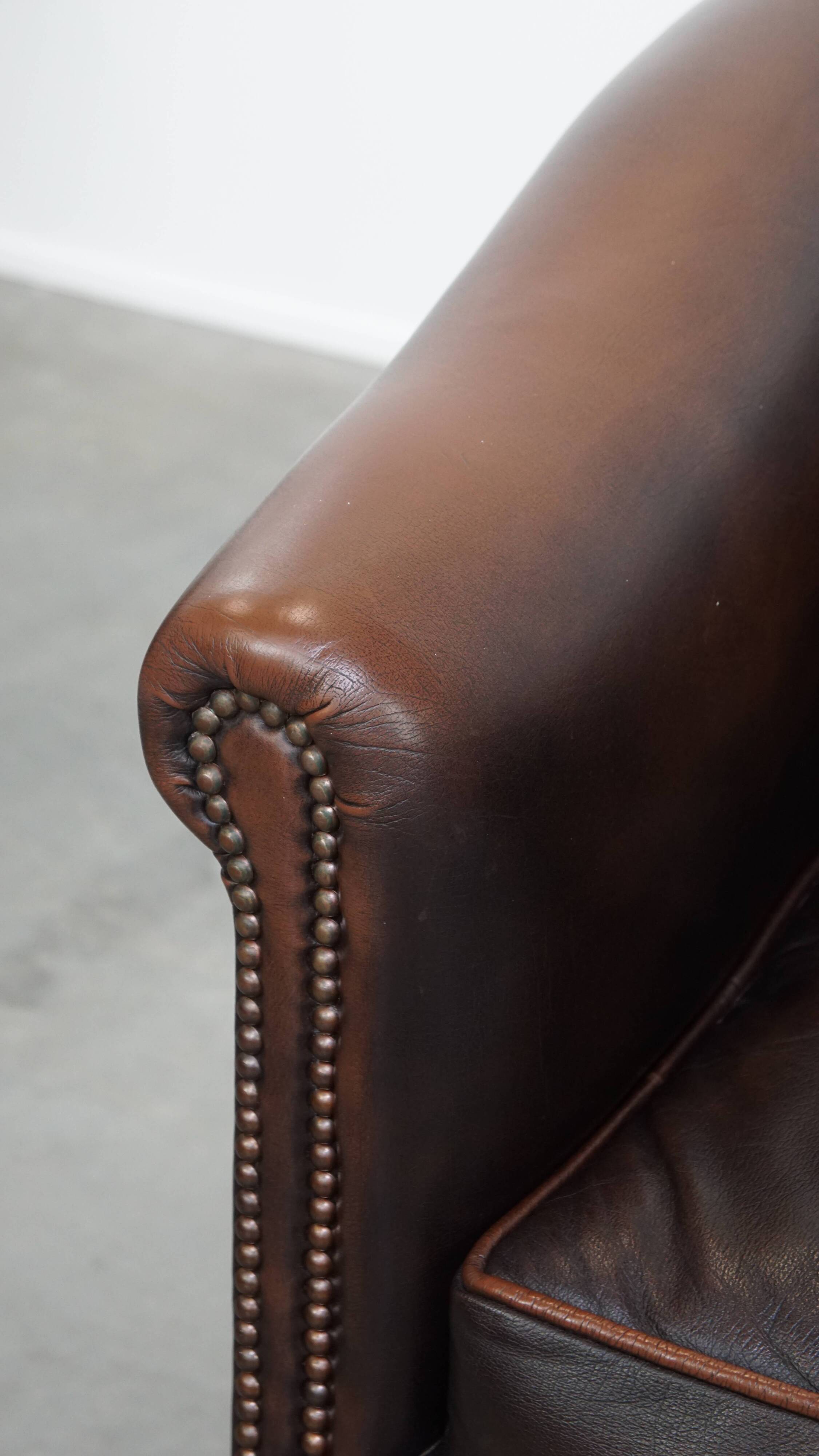 Cowhide Leather Club Armchair in English Style