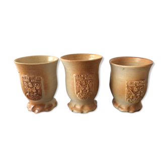 3 Siegburg pottery glasses (Germany)