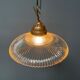 Glass holophane hangingor pendant lamp with brass gallery