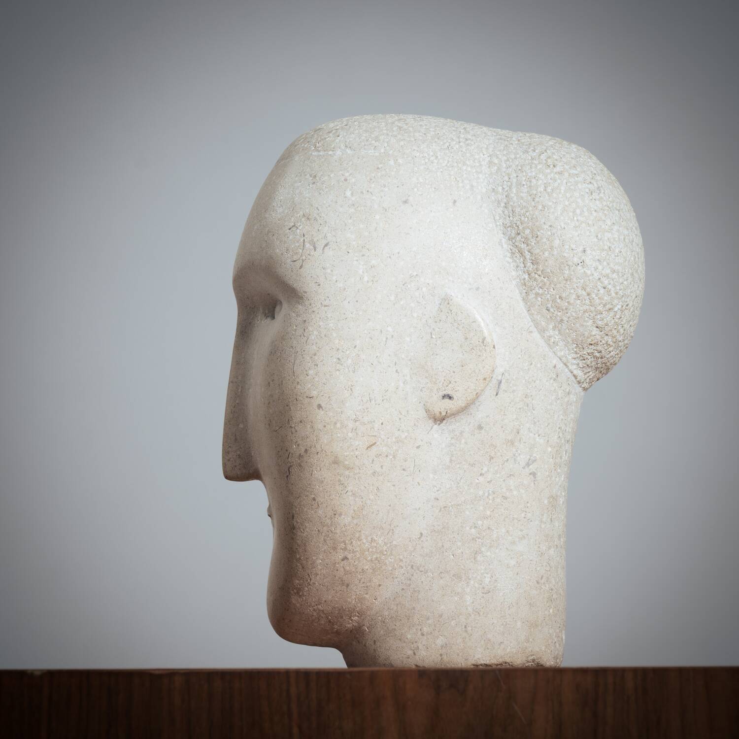 Modernist figurative sculpture bust in sandstone
