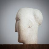 Modernist figurative sculpture bust in sandstone