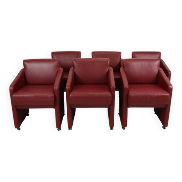 Leather Dining Chairs, Set of 6, Armchairs